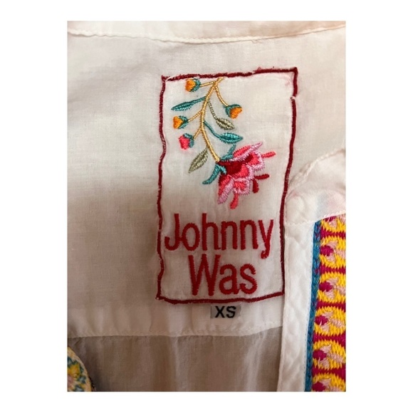 Johnny Was multicolored embroidered boho white top tunic - Picture 2 of 4
